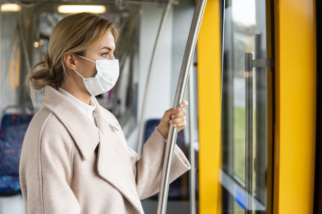 portrait adult woman wearing surgical mask 23 2148454318
